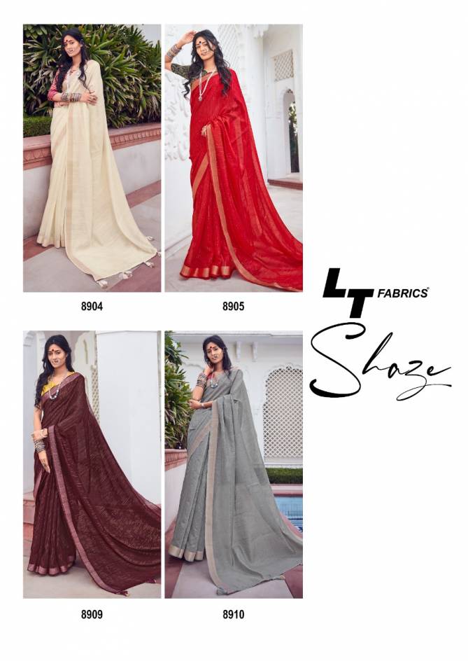 Lt Shaze Fancy Party Wear Linen Silk Latest Designer Saree Collection